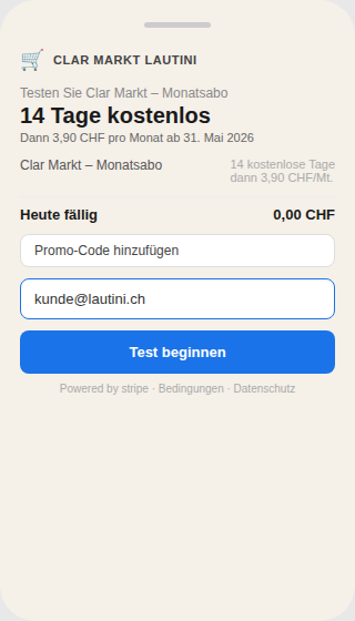 Stripe Checkout: 14 Tage kostenlos testen